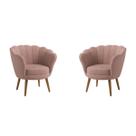 Kit 2 Poltronas Decorativas Pétala Sala de Estar Tecido Veludo Rose Kimi Design