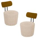 Kit 2 Poltronas Decorativas Redondas 53cm Le Moon M22 Linho Cru - Mpozenato