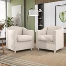 Kit 2 Poltronas Decorativas Reforçada Consultório Sala Suede Cor:Bege
