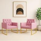 Kit 2 Poltronas Decorativas Reforçada Recepção Base Ferro
