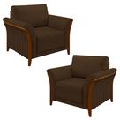 Kit 2 Poltronas Decorativas Sala de Estar 102cm Pés Madeira Roya M22 Veludo Marrom - Mpozenato