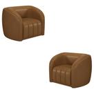 Kit 2 Poltronas Decorativas Sala de Estar Adam PU Caramelo G45 - Gran Belo