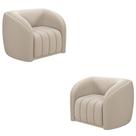 Kit 2 Poltronas Decorativas Sala de Estar Adam Veludo Bege G45 - Gran Belo