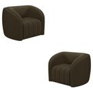 Kit 2 Poltronas Decorativas Sala de Estar Adam Veludo Marrom G45 - Gran Belo