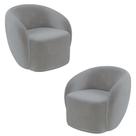 Kit 2 Poltronas Decorativas Sala de Estar Íbis Encosto Fixo Veludo Cinza G33 - Gran Belo