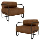 Kit 2 Poltronas Decorativas Sala de Estar Polatsk Base Industrial de Ferro PU Marrom G33 - Gran Belo