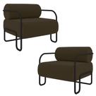 Kit 2 Poltronas Decorativas Sala de Estar Polatsk Base Industrial de Ferro Veludo Marrom G33 - Gran Belo