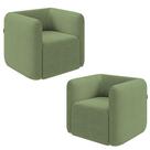 Kit 2 Poltronas Decorativas Sala de Estar Trinidad Base Fixa Bouclê Verde Oliva G33 - Gran Belo