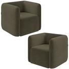 Kit 2 Poltronas Decorativas Sala de Estar Trinidad Base Fixa Veludo Castor G33 - Gran Belo