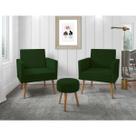 Kit 2 Poltronas Decorativas Sala Recepção Larah E Puff Verde Kit 2 Poltronas Decorativas Sala Recepção Larah E Puff Verde