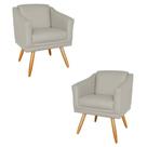 Kit 2 Poltronas Decorativas San Diego Sala de Estar Tecido Veludo Cinza Claro Kimi Design Kit 2 Poltronas Decorativas San Diego Sala de Estar Tecido Veludo Cinza Claro Kimi Design