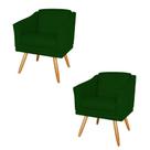 Kit 2 Poltronas Decorativas San Diego Sala de Estar Tecido Veludo Verde Kimi Decor