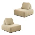 Kit 2 Poltronas Decorativas Santiago Sala de Estar Pés em Madeira Bouclê Bege G89 - Gran Belo Kit 2 Poltronas Decorativas Santiago Sala de Estar Pés em Madeira Bouclê Bege G89 - Gran Belo
