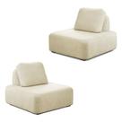 Kit 2 Poltronas Decorativas Santiago Sala de Estar Pés em Madeira Bouclê Off White G89 - Gran Belo