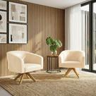 Kit 2 Poltronas Decorativas Stella Giratória material sintético Bege D'Rossi