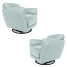Kit 2 Poltronas Decorativas Valentina Sala de Estar Giratória Couro Azul Claro G40 - Gran Belo