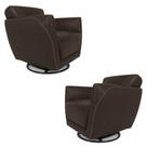 Kit 2 Poltronas Decorativas Valentina Sala de Estar Giratória Couro Marrrom Capuccino G40 - Gran Belo