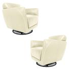 Kit 2 Poltronas Decorativas Valentina Sala de Estar Giratória Couro Off White G40 - Gran Belo