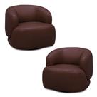 Kit 2 Poltronas Decorativas Verona Sala de Estar Base Giratória em Aço Couro Marrom Chocolate G88 - Gran Belo Kit 2 Poltronas Decorativas Verona Sala de Estar Base Giratória em Aço Couro Marrom Chocolate G88 - Gran Belo