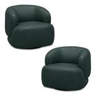 Kit 2 Poltronas Decorativas Verona Sala de Estar Base Giratória em Aço material sintético Musgo G88 - Gran Belo