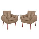 Kit 2 Poltronas Decorativas Vit Decor em Suede Bege Conforto, Estilo e Pés Palito de Madeira
