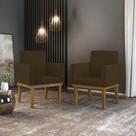 Kit 2 Poltronas Decorativascadeira Reforçada Recepção Marrom