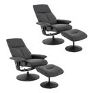 Kit 2 Poltronas do Papai Elétrica Reclinável Giratória com Apoio de Pés e Massagem Nebraska PU Preto G56 - Rivatti