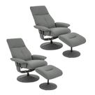 Kit 2 Poltronas do Papai Reclinável Elétrica Com Apoio de Pés Giratória e Massagem Nebraska PU Cinza G56 - Rivatti