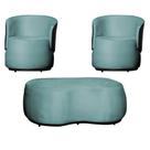 Kit 2 Poltronas e 1 Puff Grande Estilo Orgânico Beatriz Veludo Composê material sintético Preto - Estopar