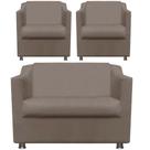 Kit 2 Poltronas e Namoradeira Tilla Suede Capucino TWdecora