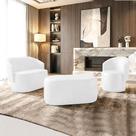 Kit 2 Poltronas e Puff Malu Max material sintético PU Branco D'Rossi