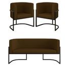 Kit 2 Poltronas E Sofá 2 Lugares Base De Metal material sintético Marrom Balaqui Decor