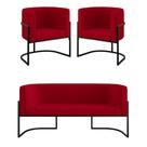 Kit 2 Poltronas e Sofá 2 Lugares Base de Metal Vermelho Suede Balaqui Decor Kit 2 Poltronas e Sofá 2 Lugares Base de Metal Vermelho Suede Balaqui Decor