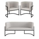 Kit 2 Poltronas e Sofá 2 Lugares Base Metal material sintético Bege Balaqui Decor