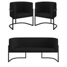 Kit 2 Poltronas E Sofá 2 Lugares Base Metal material sintético Preto Balaqui Decor
