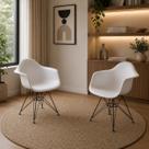Kit 2 Poltronas Eames Eiffel Branca com Braço Daw de Ferro Preto