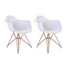 Kit 2 Poltronas Eiffel Eames Branca com Braço Daw em Ferro Cobre
