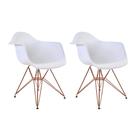 Kit 2 Poltronas Eiffel Eames Branca Com Braço Daw Em Ferro Cobre - Cor: Preto