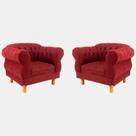 Kit 2 Poltronas Elisabeth Chesterfield Duque Capitonê Suede Vermelho / Decoração, Barbearia, TV, Sala estar Kit 2 Poltronas Elisabeth Chesterfield Duque Capitonê Suede Vermelho / Decoração, Barbearia, TV, Sala estar