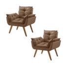 Kit 2 Poltronas em Veludo Base Palito Quadrada Opalla Prime