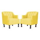 Kit 2 Poltronas Estofada Para Hall de Entrada Genesis Suede Amarelo - LM DECOR Kit 2 Poltronas Estofada Para Hall de Entrada Genesis Suede Amarelo - LM DECOR