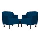 Kit 2 Poltronas Estofada Para Hall de Entrada Genesis Suede Azul Marinho - LM DECOR Kit 2 Poltronas Estofada Para Hall de Entrada Genesis Suede Azul Marinho - LM DECOR
