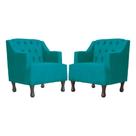 Kit 2 Poltronas Estofada Para Hall de Entrada Genesis Suede Azul Turquesa - LM DECOR Kit 2 Poltronas Estofada Para Hall de Entrada Genesis Suede Azul Turquesa - LM DECOR