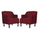 Kit 2 Poltronas Estofada Para Hall de Entrada Genesis Suede Bordo - LM DECOR Kit 2 Poltronas Estofada Para Hall de Entrada Genesis Suede Bordo - LM DECOR