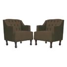 Kit 2 Poltronas Estofada Para Hall de Entrada Genesis Suede Marrom - LM DECOR