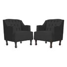 Kit 2 Poltronas Estofada Para Hall de Entrada Genesis Suede Preto - LM DECOR Kit 2 Poltronas Estofada Para Hall de Entrada Genesis Suede Preto - LM DECOR