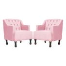 Kit 2 Poltronas Estofada Para Hall de Entrada Genesis Suede Rosa - LM DECOR Kit 2 Poltronas Estofada Para Hall de Entrada Genesis Suede Rosa - LM DECOR
