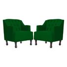 Kit 2 Poltronas Estofada Para Hall de Entrada Genesis Suede Verde - LM DECOR Kit 2 Poltronas Estofada Para Hall de Entrada Genesis Suede Verde - LM DECOR