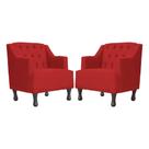 Kit 2 Poltronas Estofada Para Hall de Entrada Genesis Suede Vermelho - LM DECOR Kit 2 Poltronas Estofada Para Hall de Entrada Genesis Suede Vermelho - LM DECOR