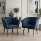 Kit 2 Poltronas Estofada para Sala de Estar Moderna Tecido Veludo Elegante Pés de Madeira Resistente